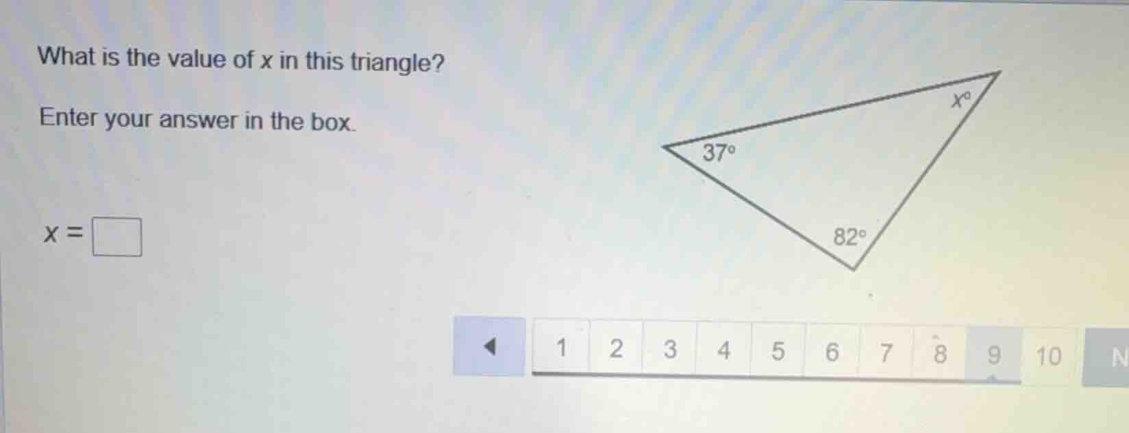 what is the value of x in this triangle? enter your answer in the box. …