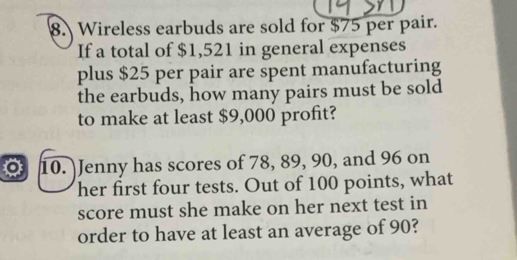 8. wireless earbuds are sold for $75 per pair. if a total of $1,521 in …