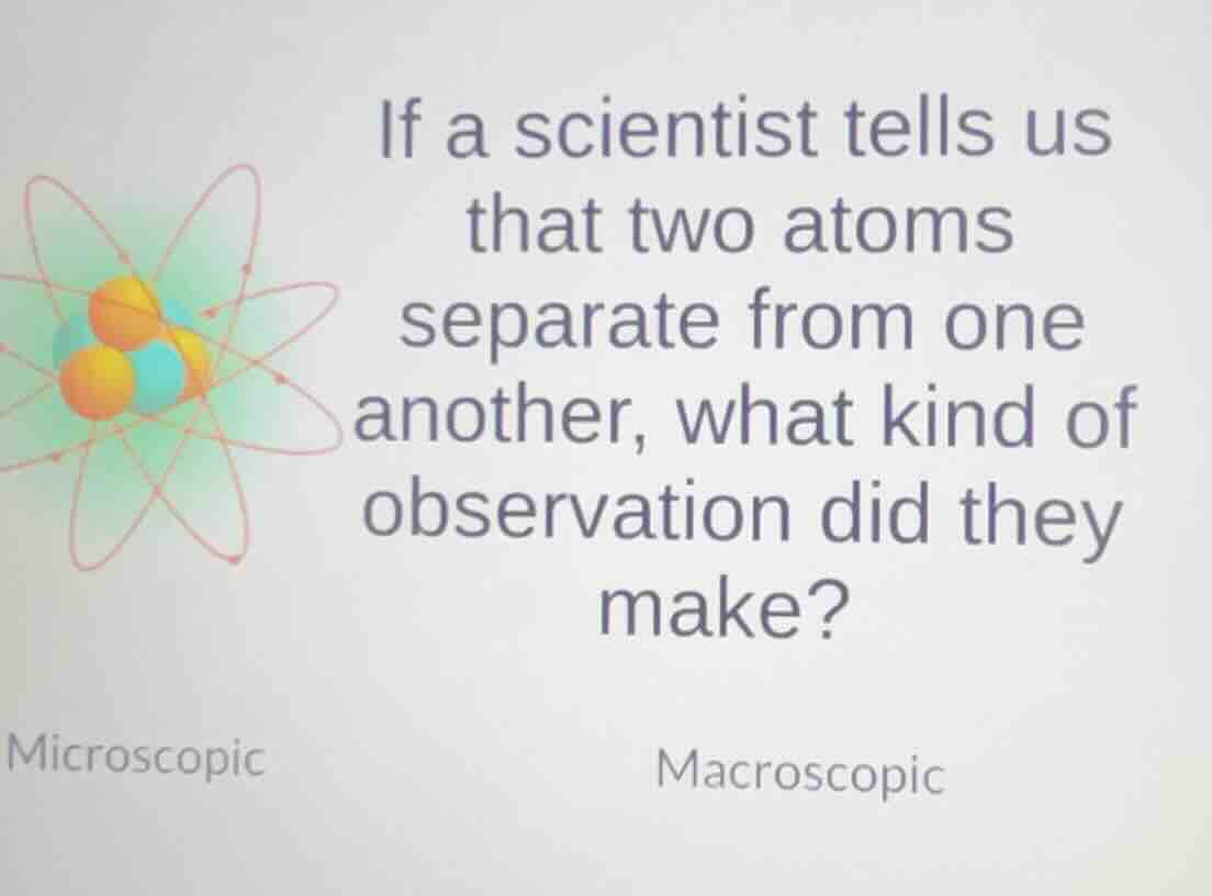 if a scientist tells us that two atoms separate from one another, what …