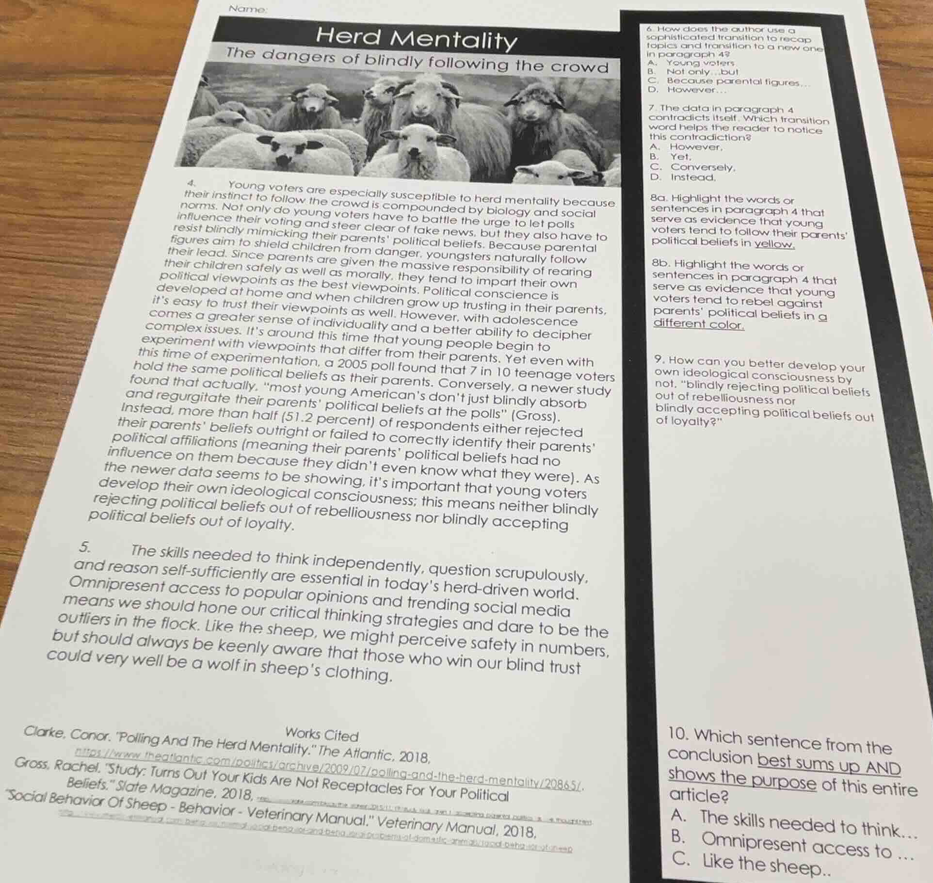 name:herd mentalitythe dangers of blindly following the crowd4. young v…