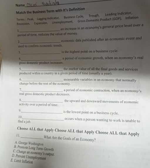 namematch the business term with its definitionterms : peak, lagging in…