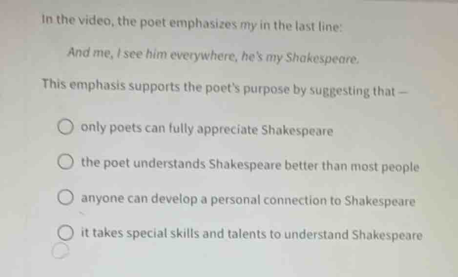 in the video, the poet emphasizes my in the last line: and me, i see hi…