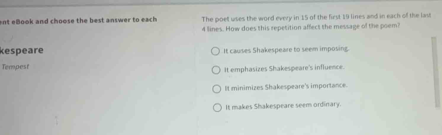 ent ebook and choose the best answer to each kespeare tempest the poet …