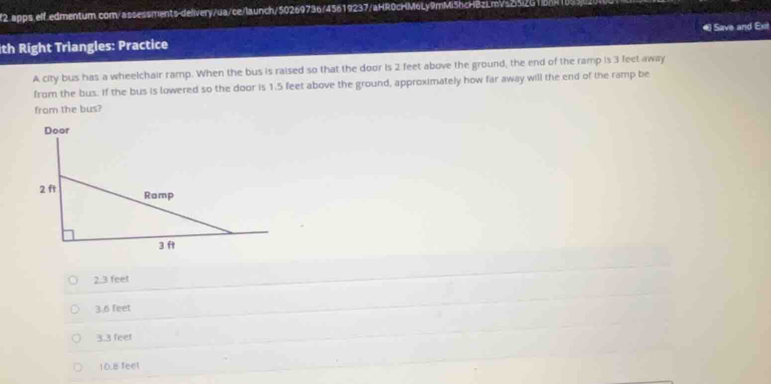 th right triangles: practice a city bus has a wheelchair ramp. when the…