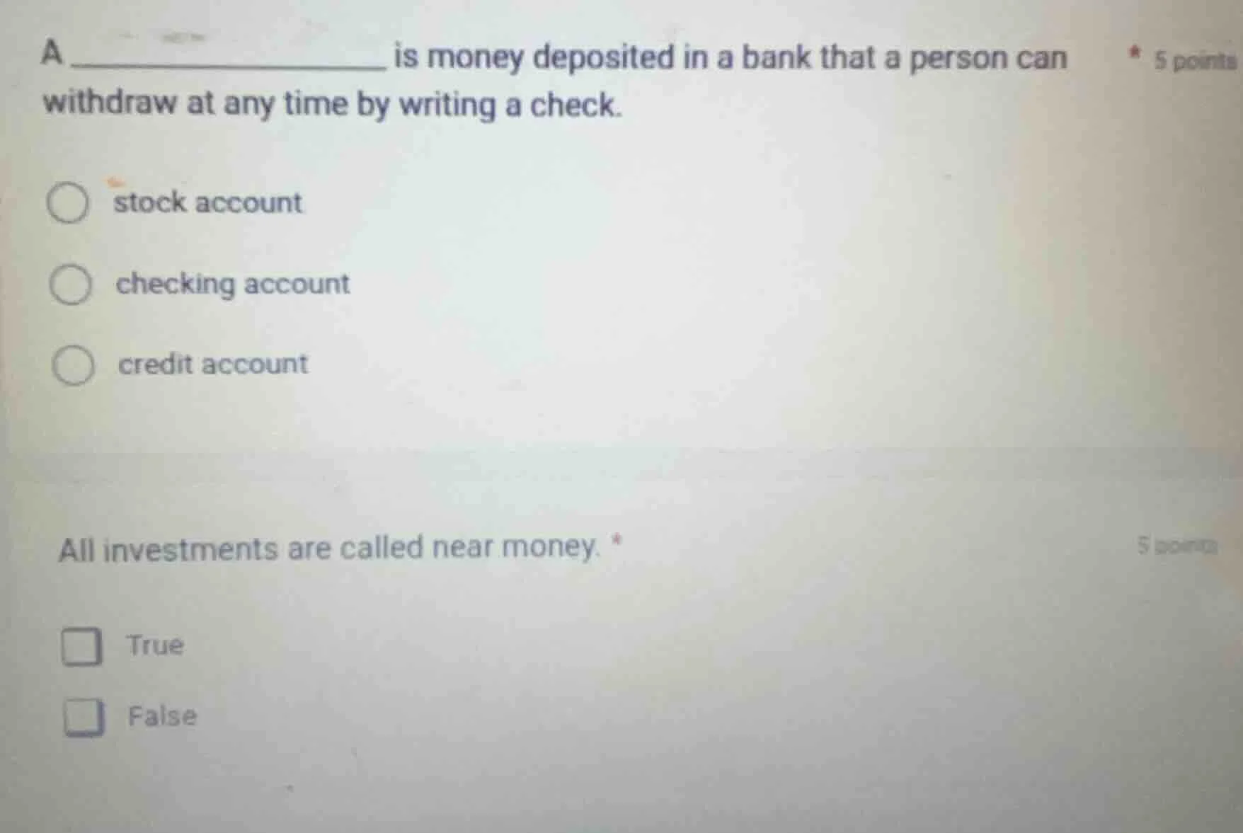 a _______________ is money deposited in a bank that a person can withdr…