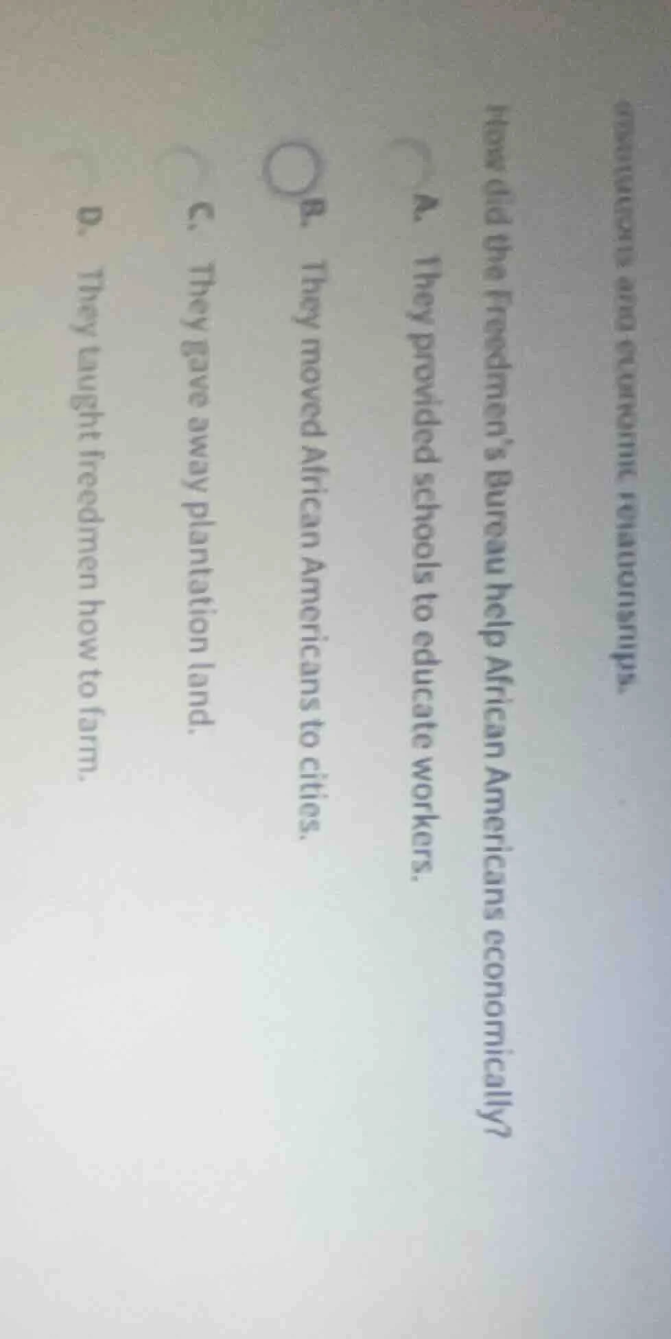 institutions and economic relationships. how did the freedmens bureau h…