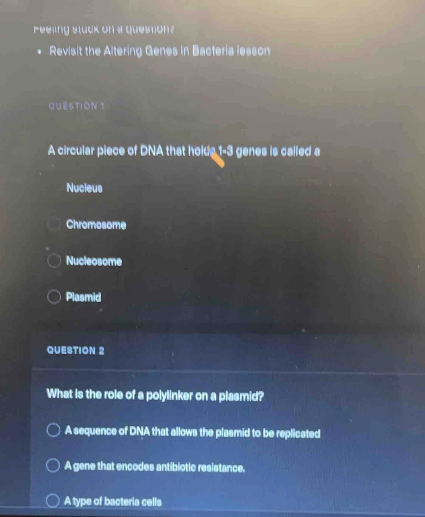 feeling stuck on a question?• revisit the altering genes in bacteria le…