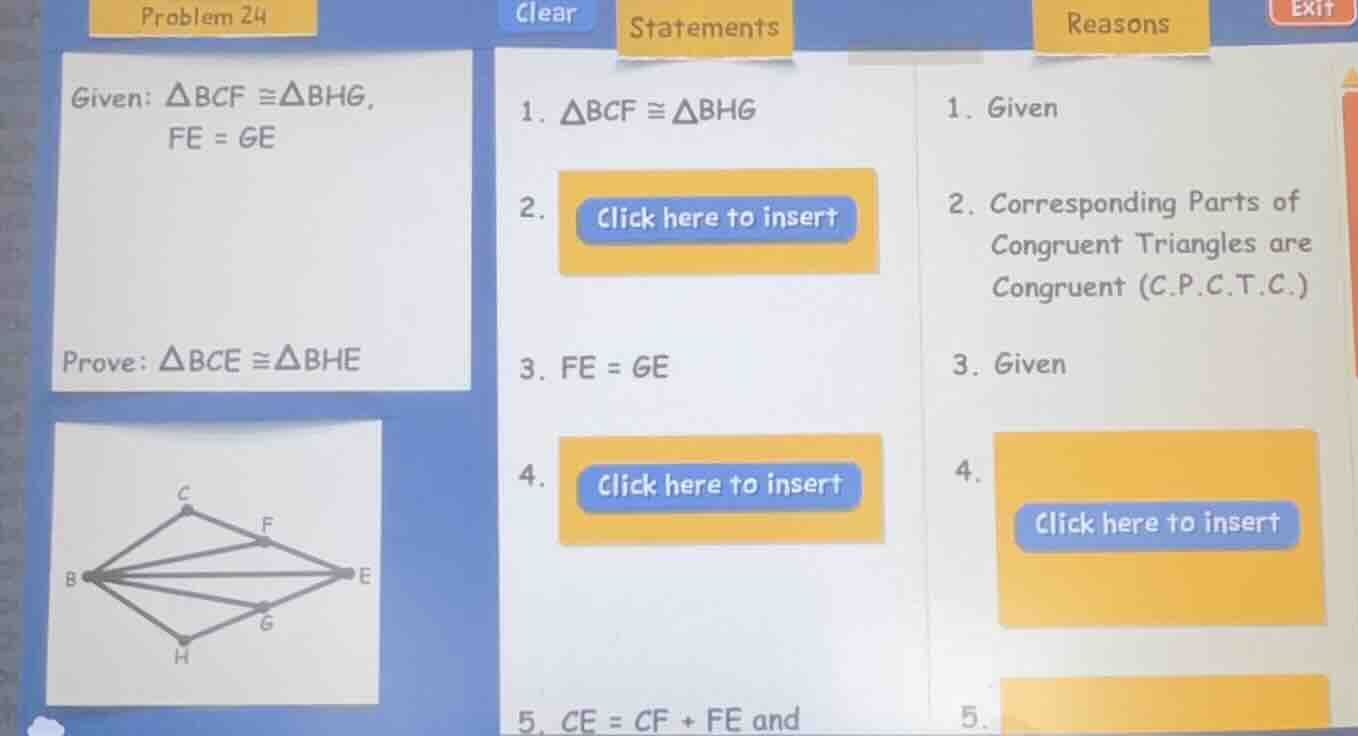 problem 24 clear statements reasons exit given: $\\delta bcf \\cong \\d…