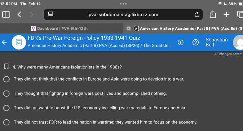 fdrs pre-war foreign policy 1933-1941 quiz american history academic (p…