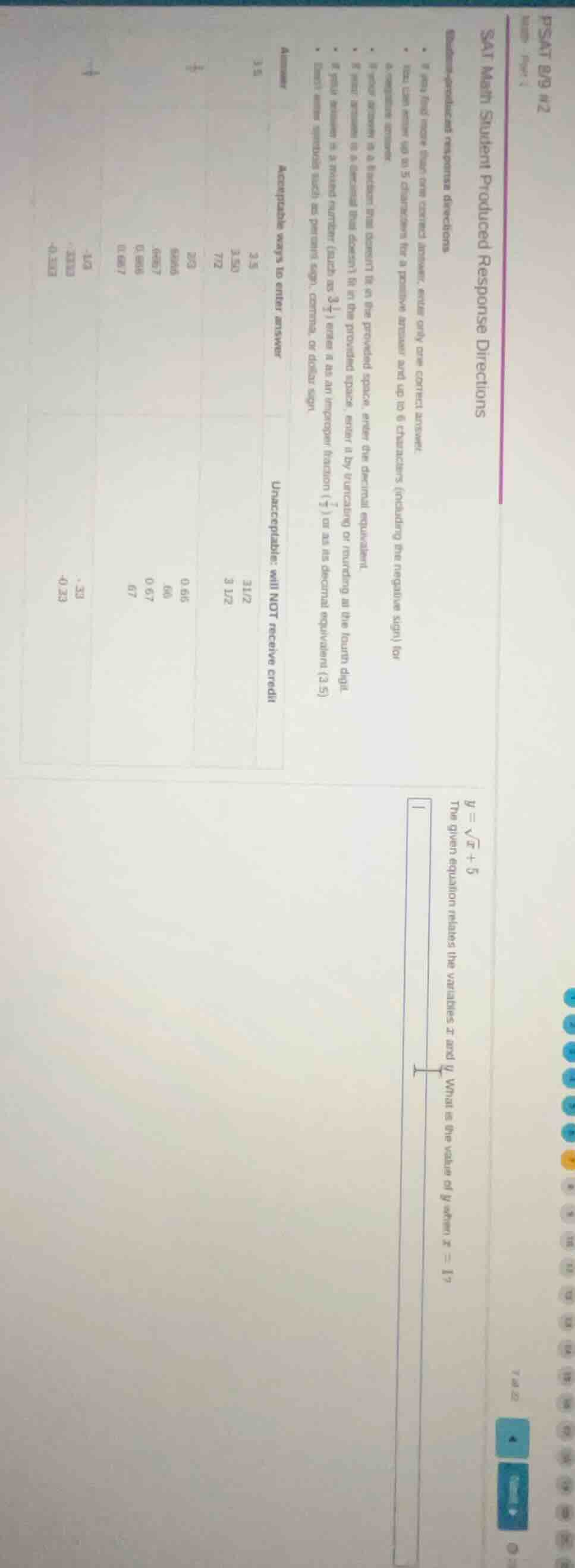 psat 8/9 #2math - part 1sat math student produced response directionsst…