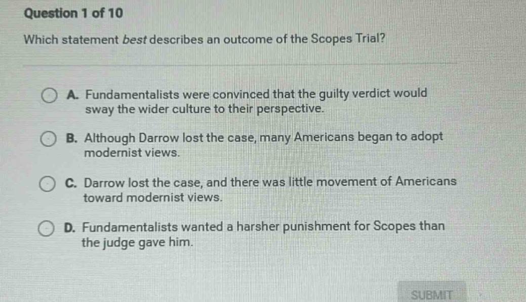 question 1 of 10 which statement best describes an outcome of the scope…