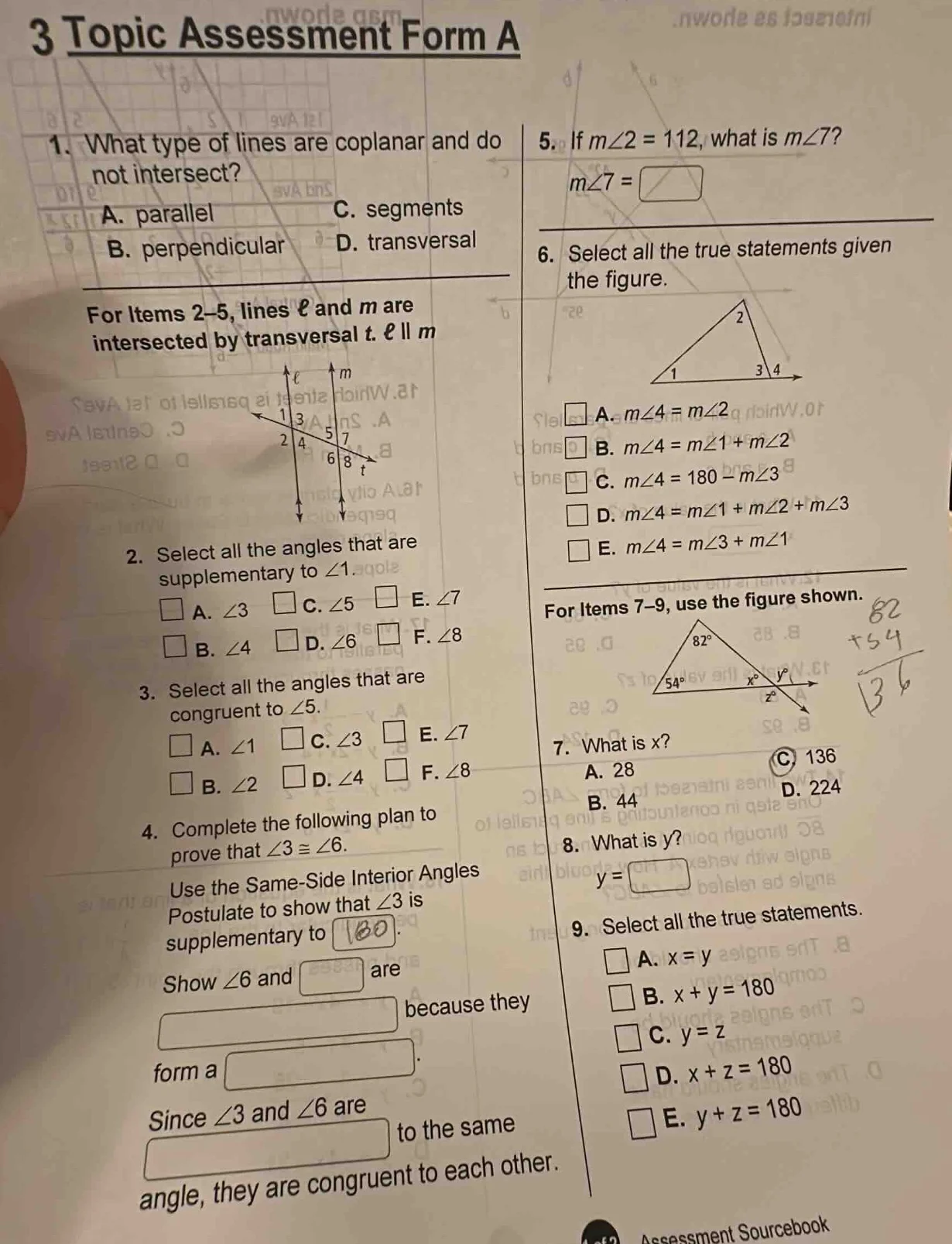 3 topic assessment form a1. what type of lines are coplanar and do not …