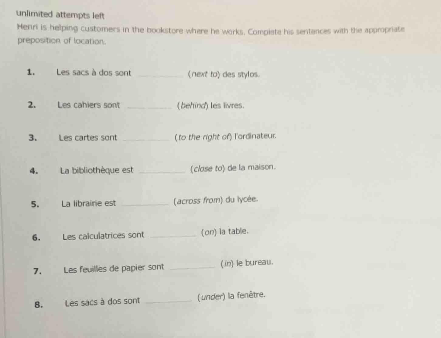 unlimited attempts left henri is helping customers in the bookstore whe…