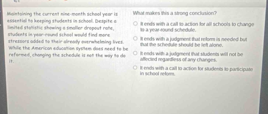 maintaining the current nine-month school year is essential to keeping …
