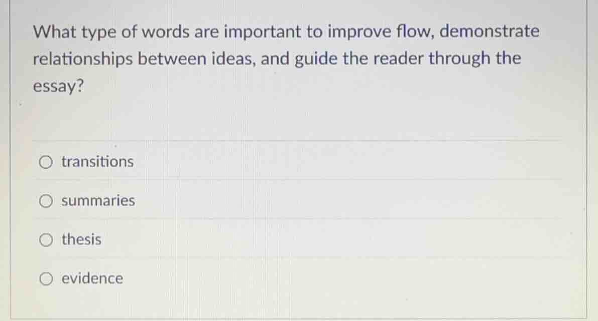 what type of words are important to improve flow, demonstrate relations…