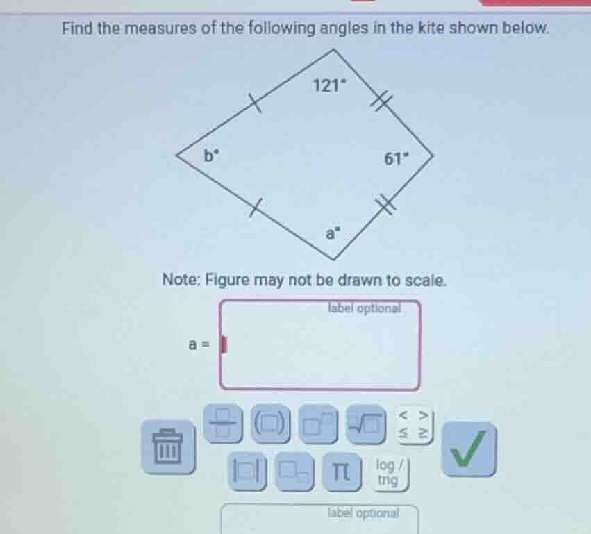 find the measures of the following angles in the kite shown below. note…
