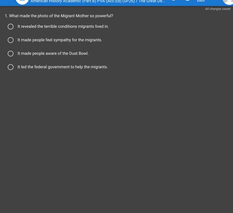 1. what made the photo of the migrant mother so powerful? it revealed t…