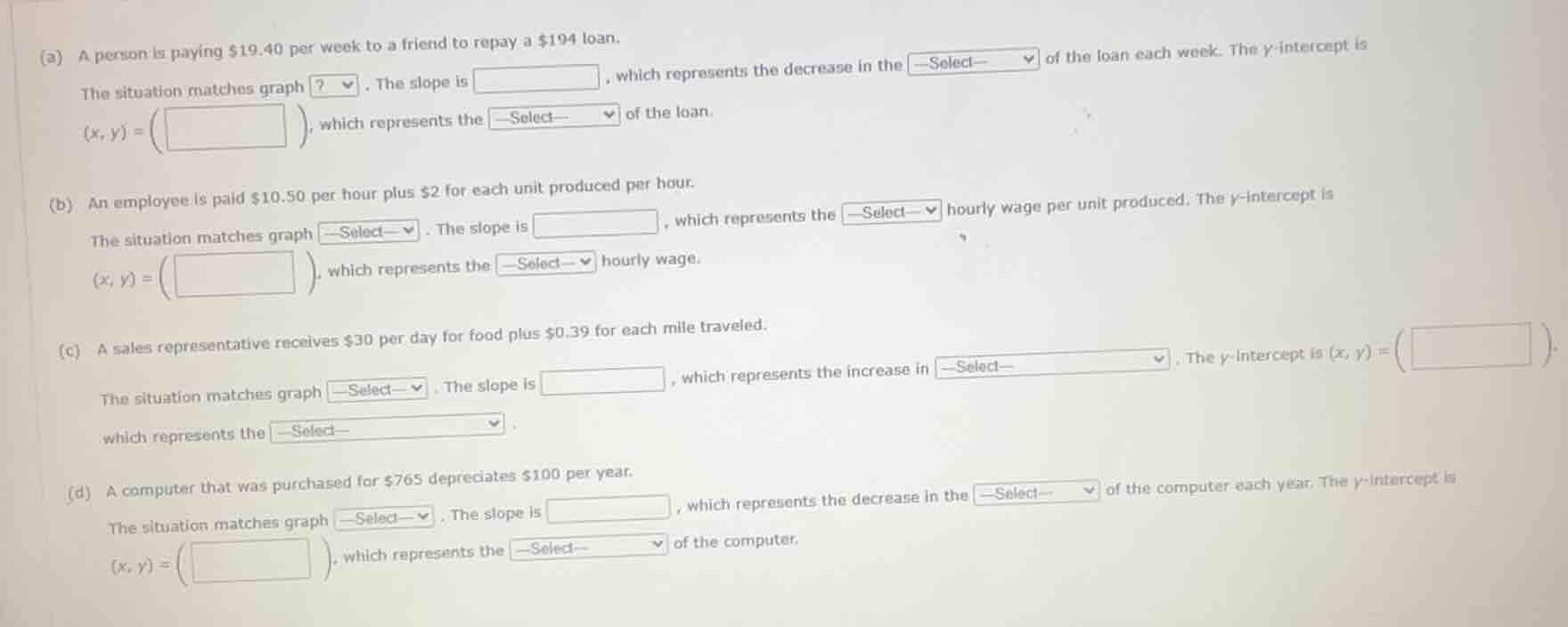 (a) a person is paying $19.40 per week to a friend to repay a $194 loan…