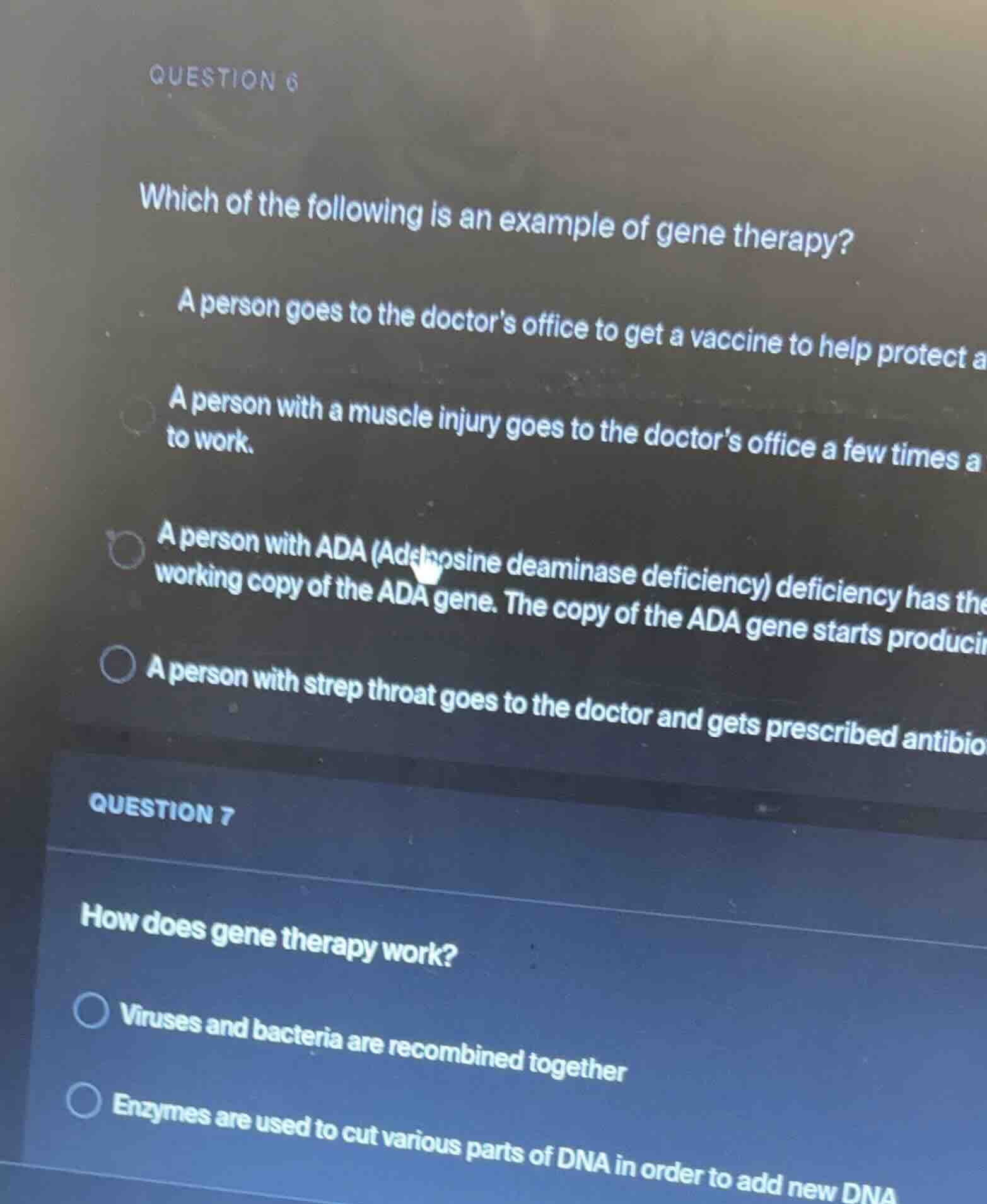 question 6 which of the following is an example of gene therapy? a pers…