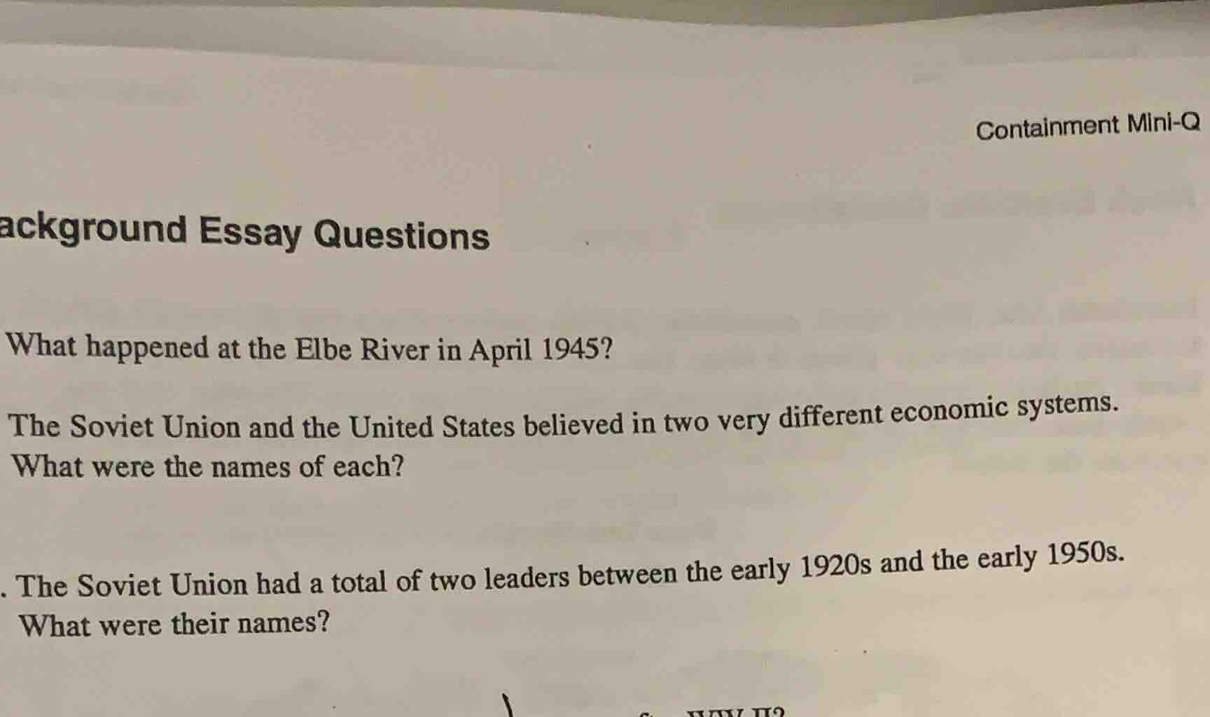 containment mini-q ackground essay questions what happened at the elbe …