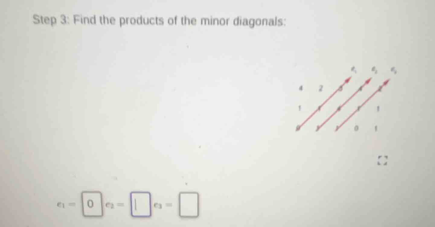step 3: find the products of the minor diagonals: $c_1=\\square$ $c_2=\…