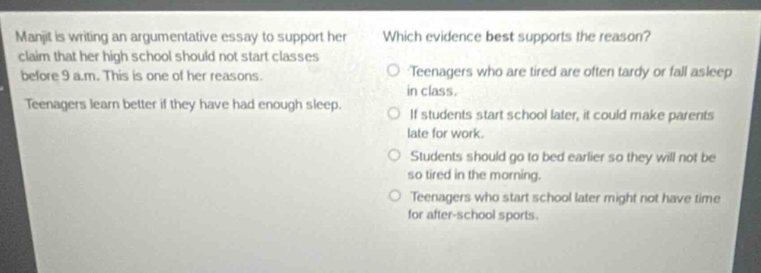manjit is writing an argumentative essay to support her claim that her …