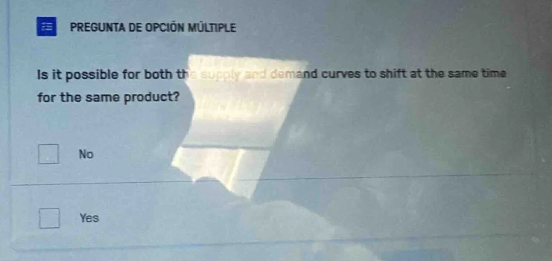 pregunta de opción múltiple is it possible for both the supply and dema…