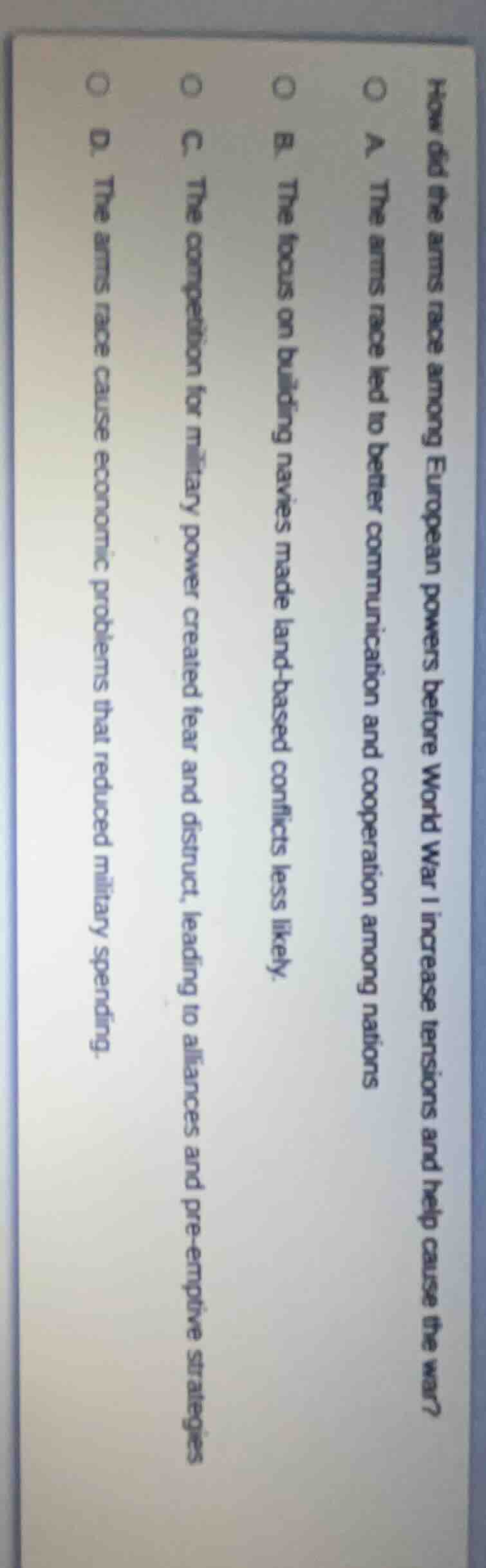 how did the arms race among european powers before world war i increase…