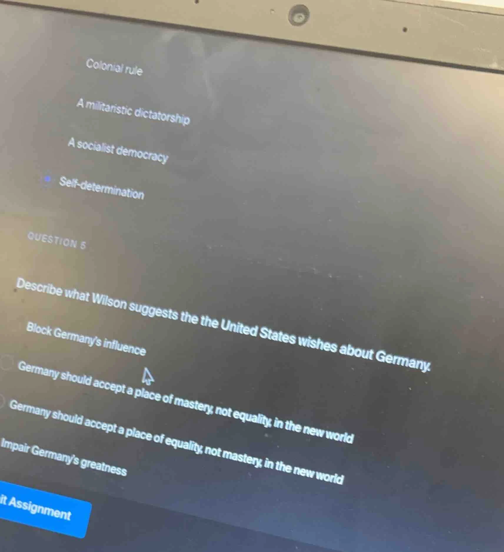 colonial rule a militaristic dictatorship a socialist democracy self-de…