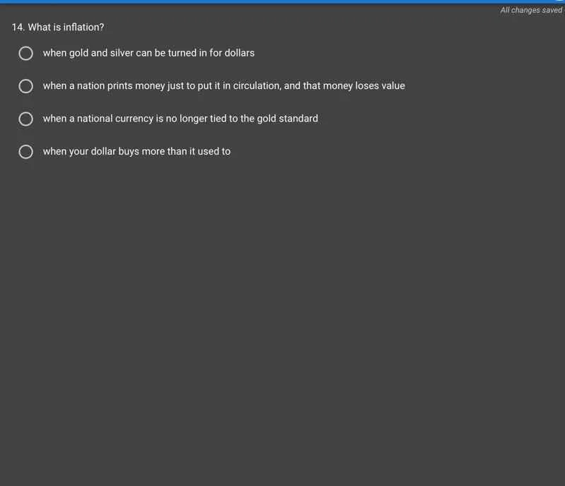 14. what is inflation?when gold and silver can be turned in for dollars…