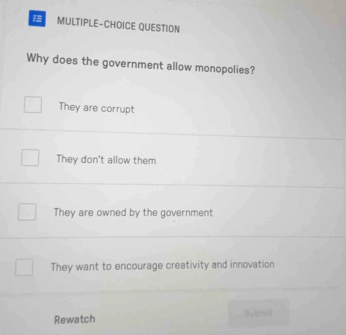 multiple-choice question why does the government allow monopolies? they…