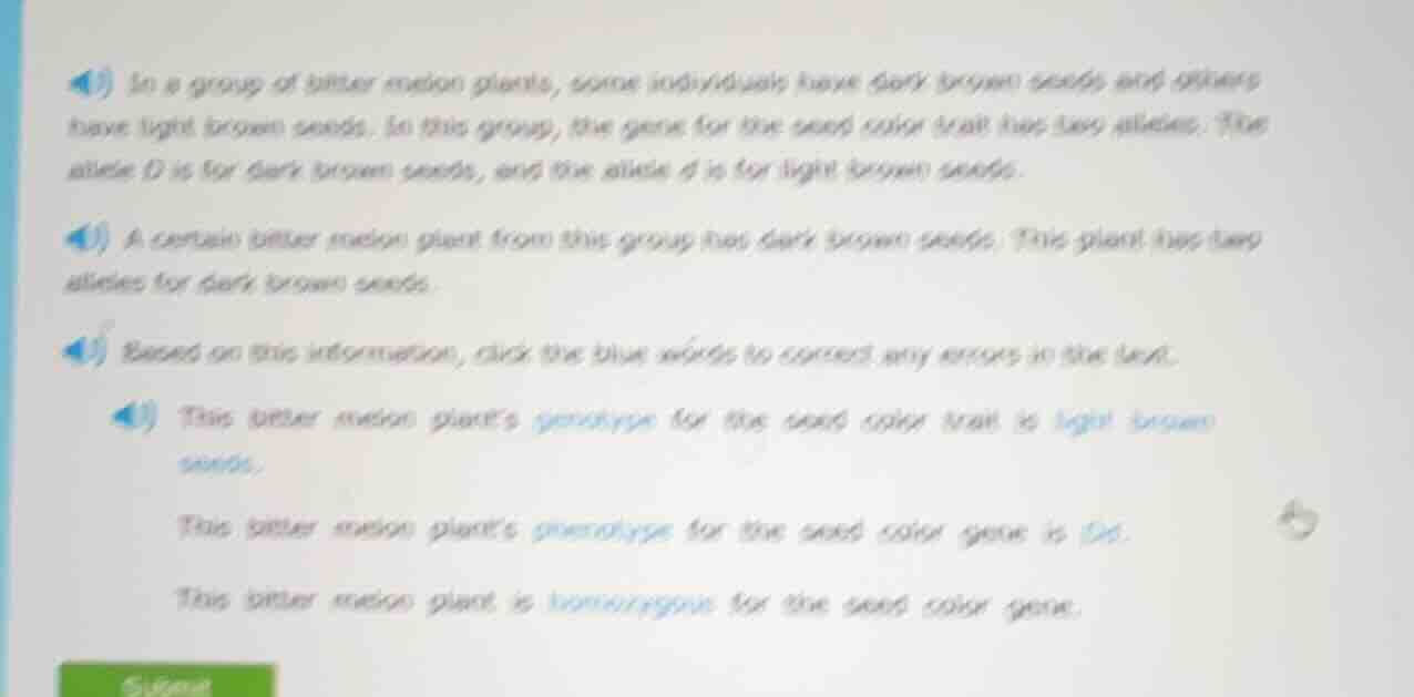 1) in a group of bitter melon plants, some individuals have dark brown …