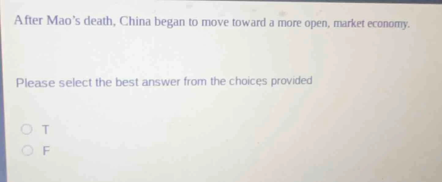 after maos death, china began to move toward a more open, market econom…