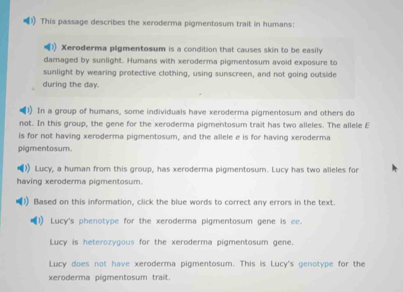 this passage describes the xeroderma pigmentosum trait in humans:xerode…