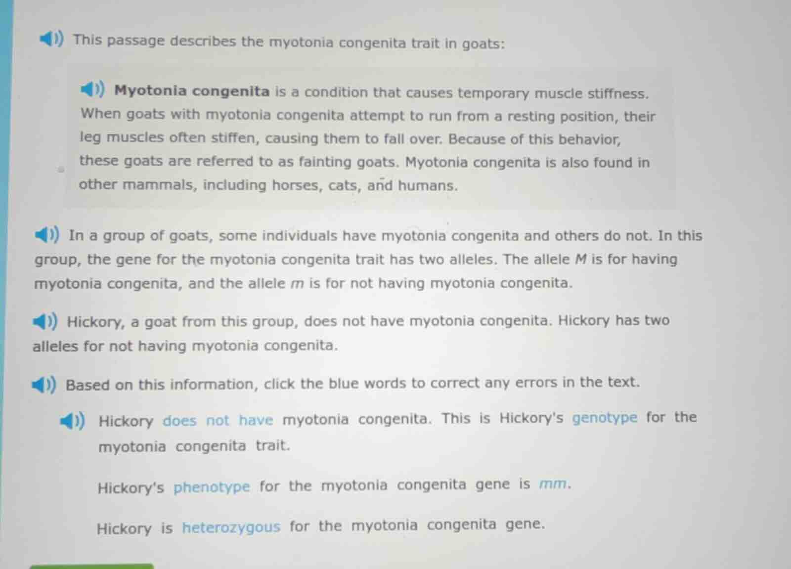 this passage describes the myotonia congenita trait in goats: myotonia …