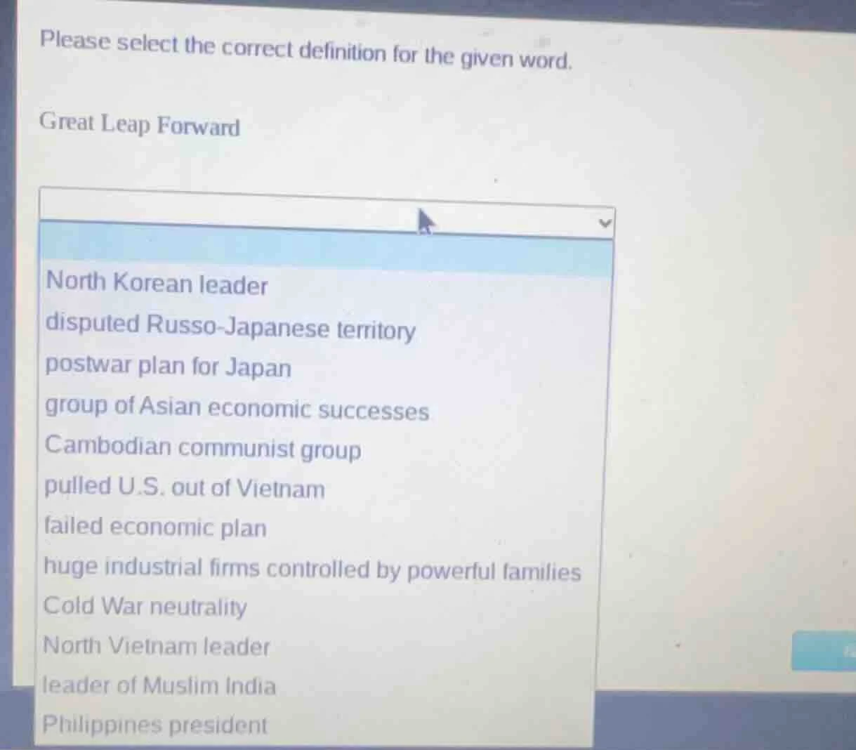 please select the correct definition for the given word. great leap for…