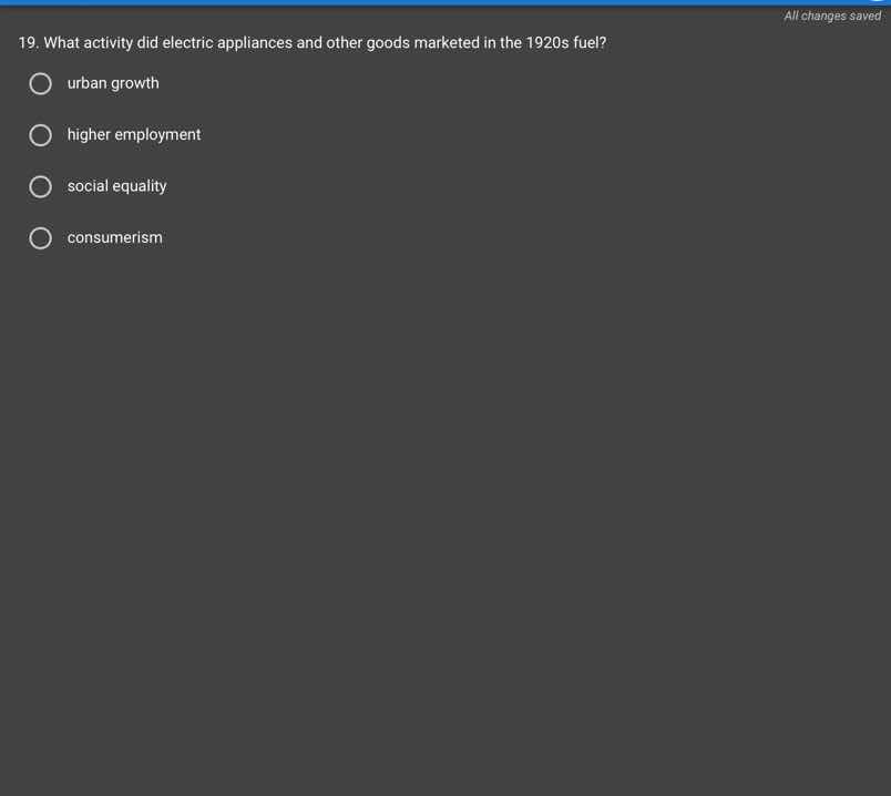 19. what activity did electric appliances and other goods marketed in t…