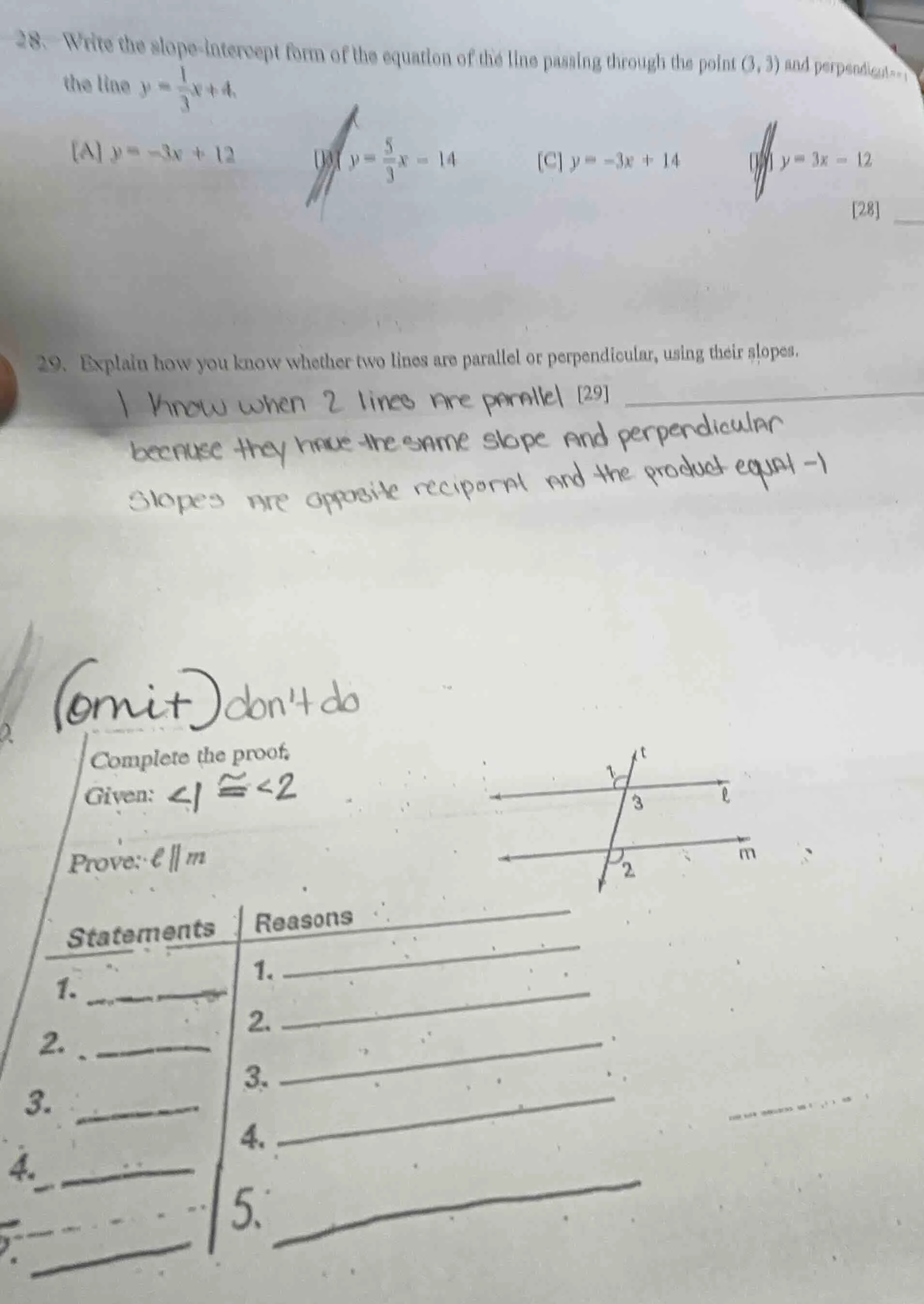 28. write the slope-intercept form of the equation of the line passing …