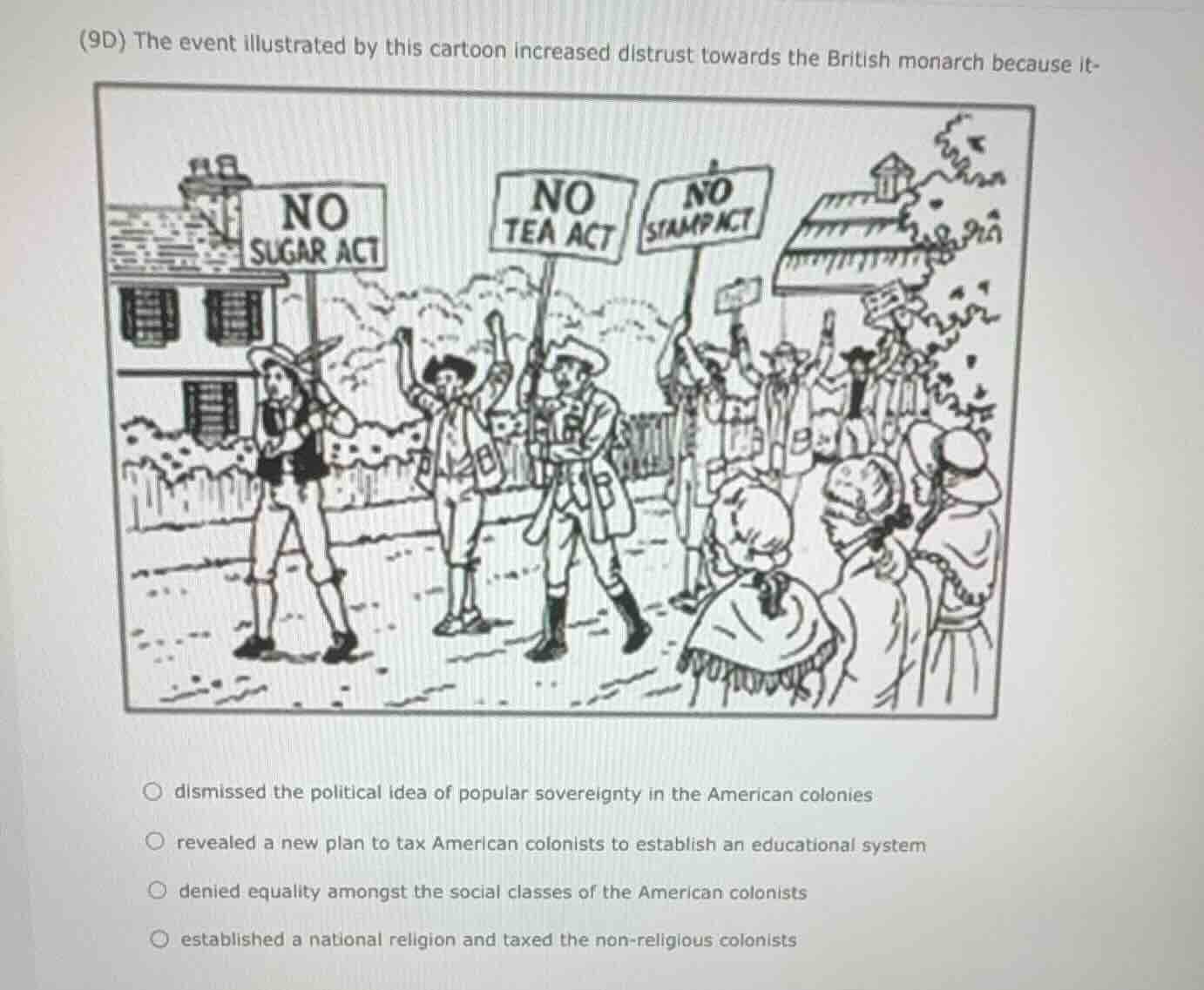 (9d) the event illustrated by this cartoon increased distrust towards t…