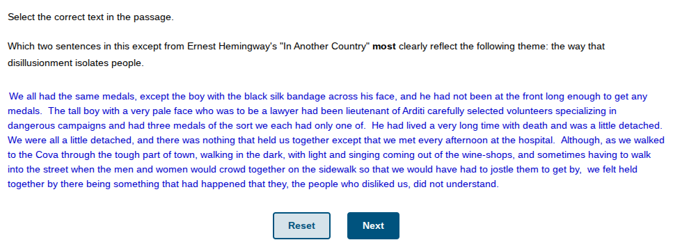 select the correct text in the passage. which two sentences in this exc…