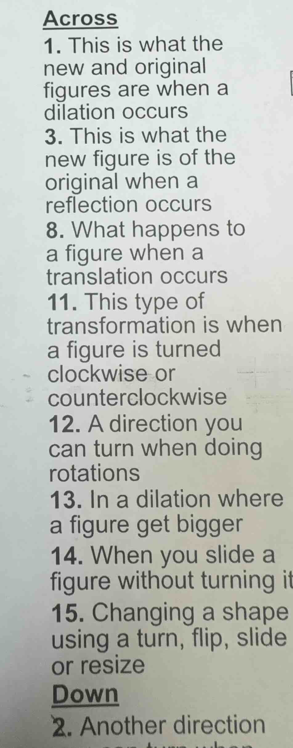 across 1. this is what the new and original figures are when a dilation…