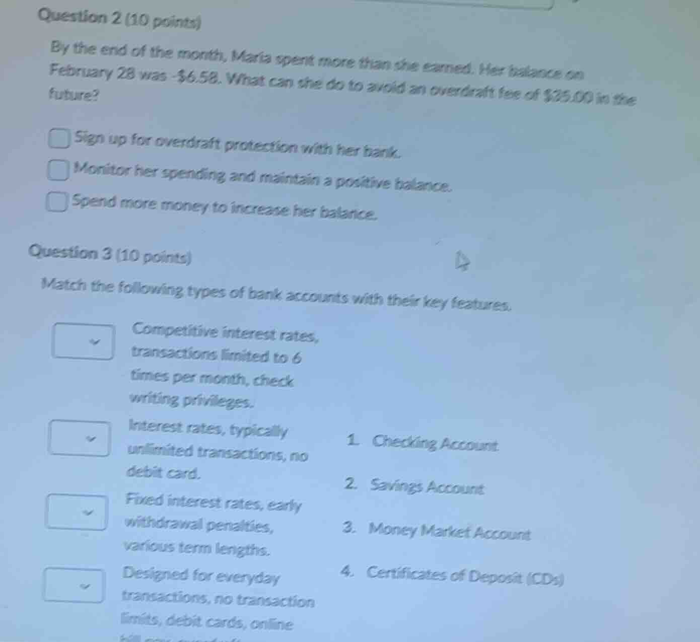question 2 (10 points) by the end of the month, maria spent more than s…