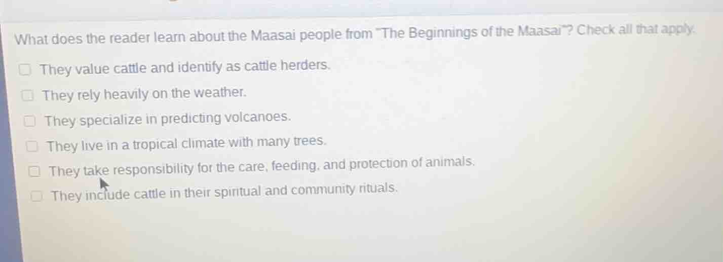 what does the reader learn about the maasai people from \the beginnings…