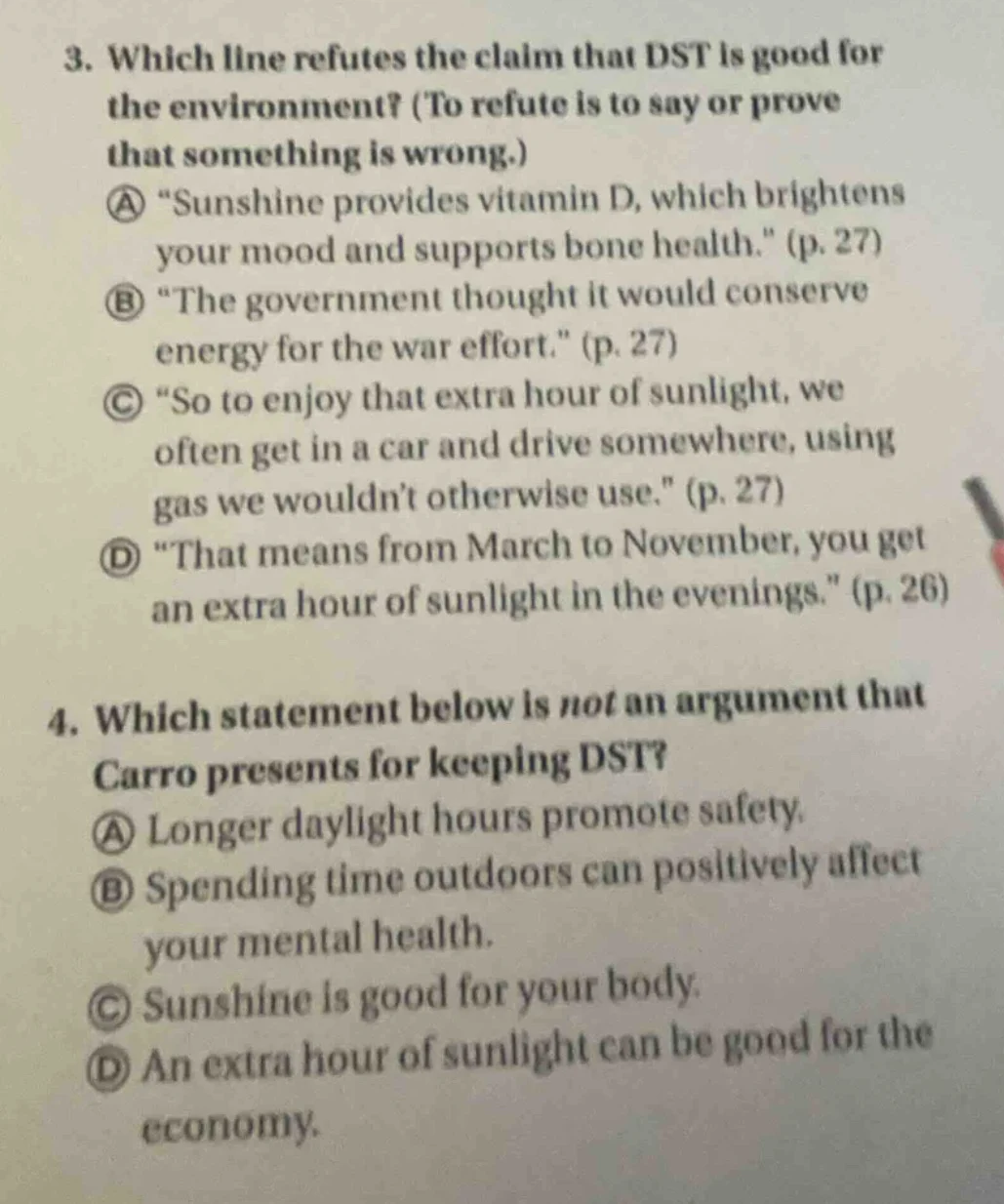 3. which line refutes the claim that dst is good for the environment? (…