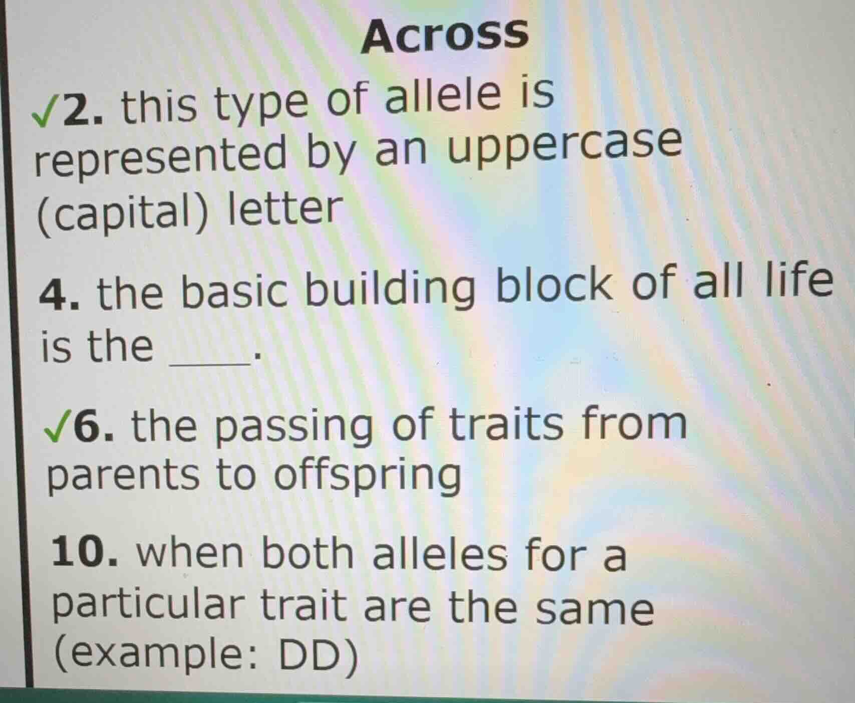 across 2. this type of allele is represented by an uppercase (capital) …