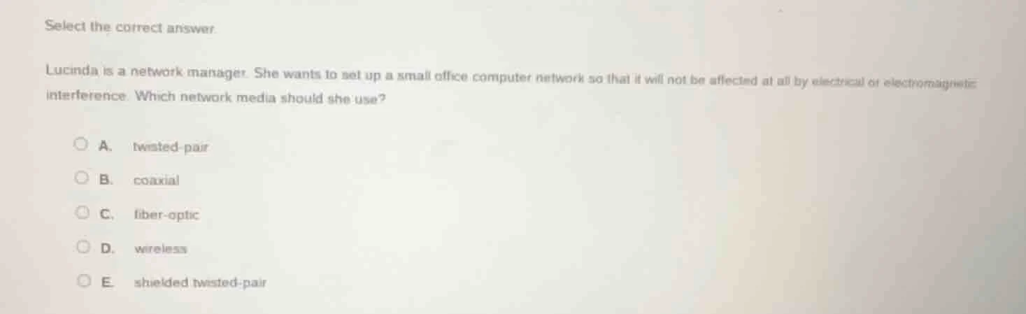 select the correct answer. lucinda is a network manager. she wants to s…