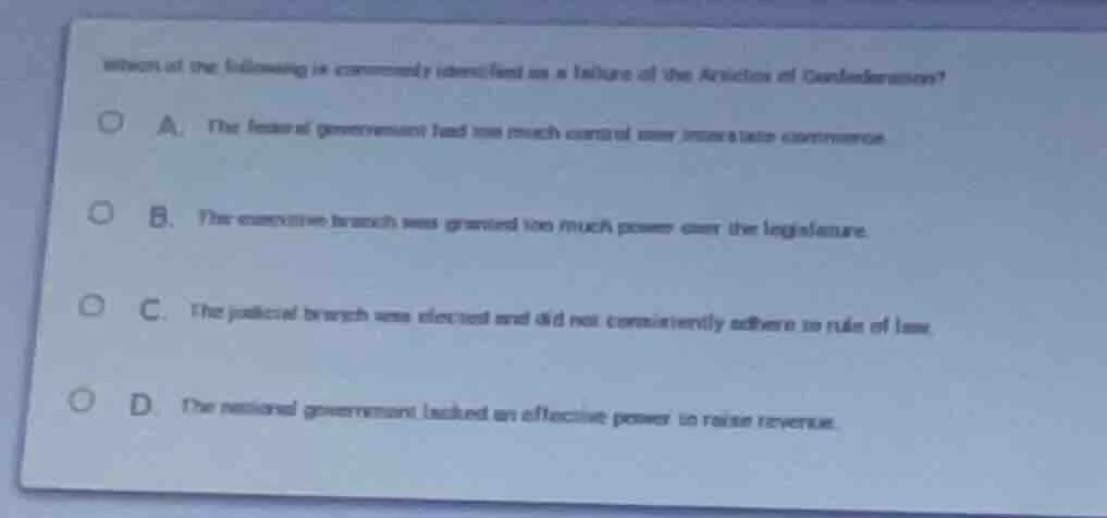 which of the following is commonly identified as a failure of the artic…