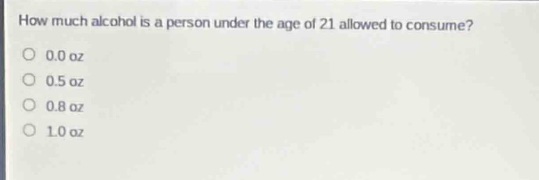how much alcohol is a person under the age of 21 allowed to consume? 0.…