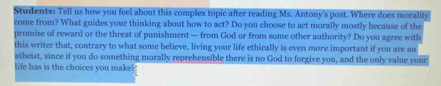 students: tell us how you feel about this complex topic after reading m…