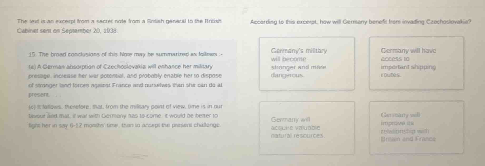 the text is an excerpt from a secret note from a british general to the…